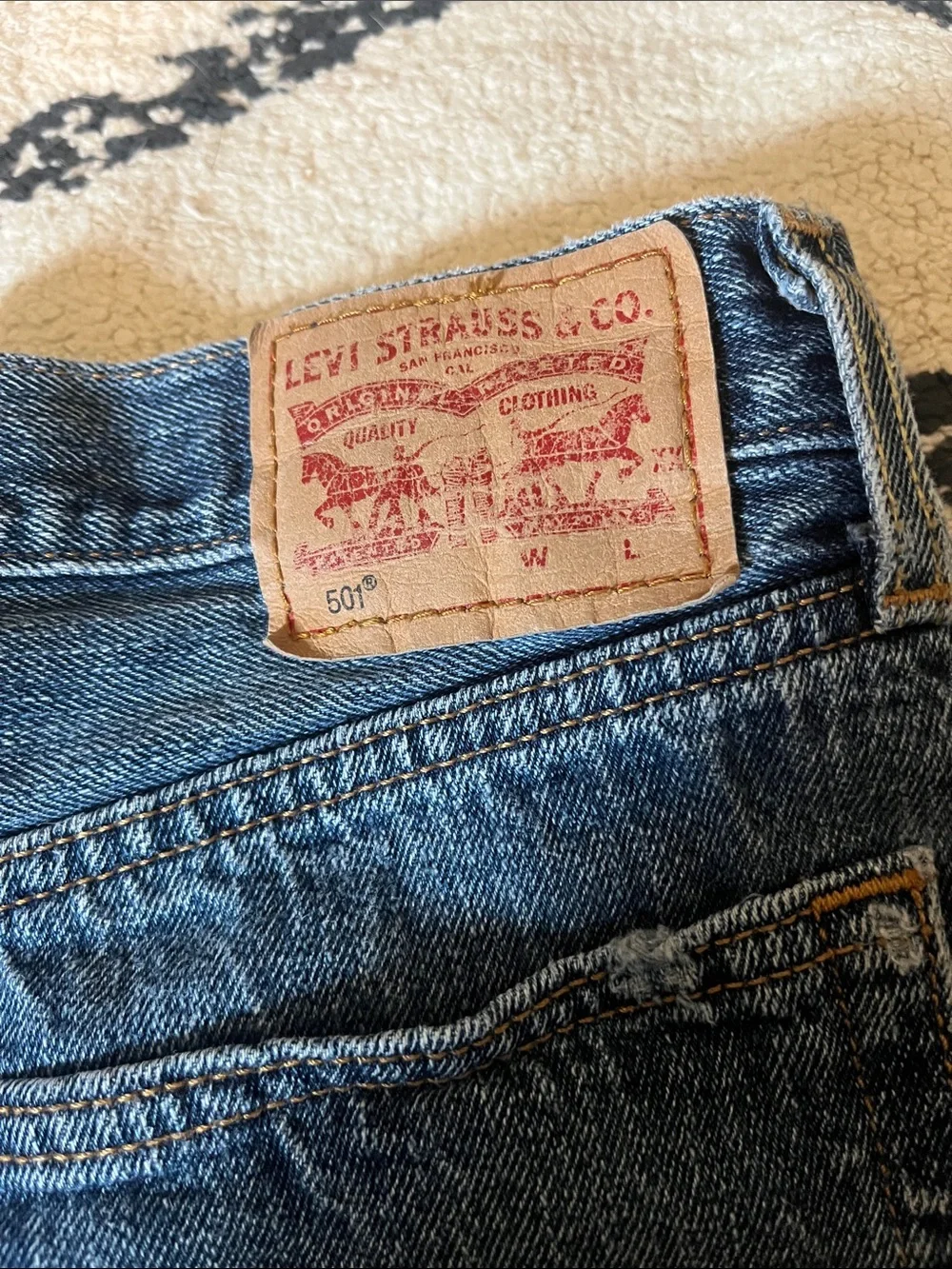 Levi's Blue Distressed Denim Jean Shorts